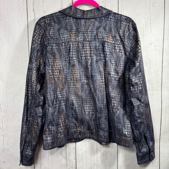 Birch Hill Croc Embossed Faux Leather Jacket Y2K Edgy Retro Glam Size M - Picture 14 of 16